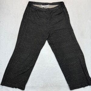 Chico's‎ Travelers Pants Wide Leg Cropped Black Beige Speckled Size 2 US L